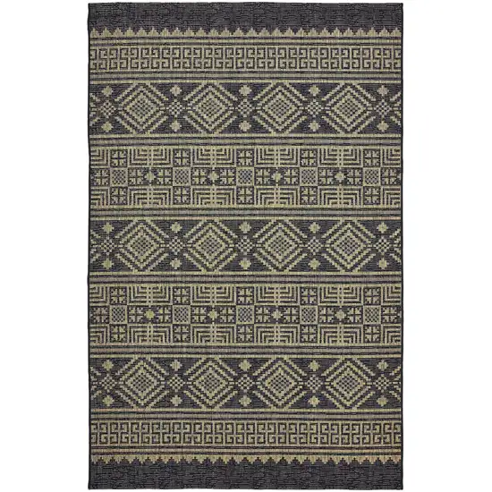 Black And Brown Tribal Square Rug Photo 2