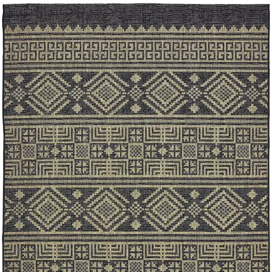 Black And Brown Tribal Square Rug Photo 5