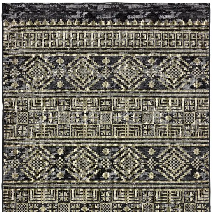 Black And Brown Tribal Square Rug Photo 5