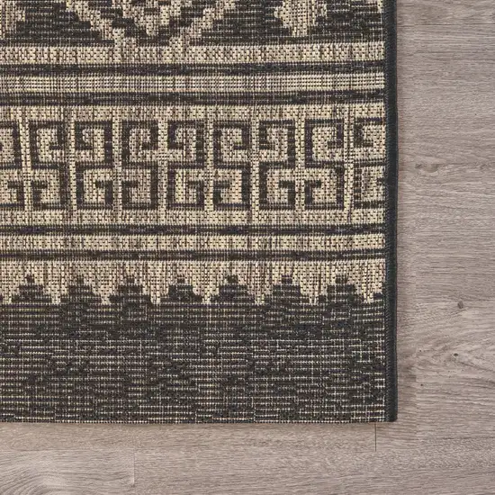 Black And Brown Tribal Square Rug Photo 9