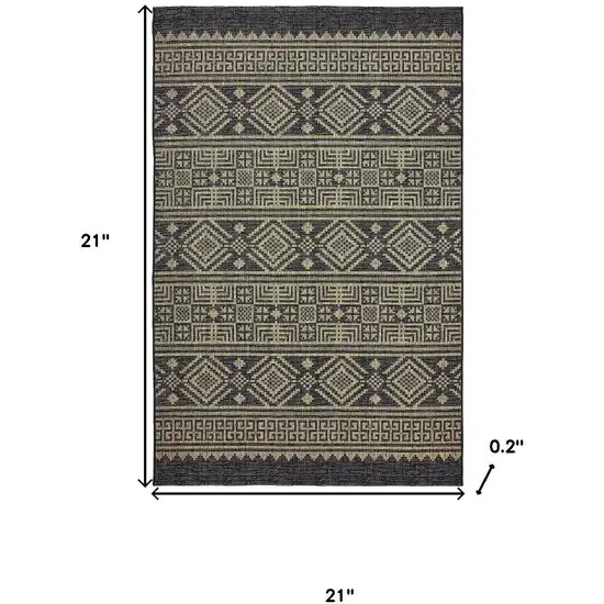 Black And Brown Tribal Square Rug Photo 3
