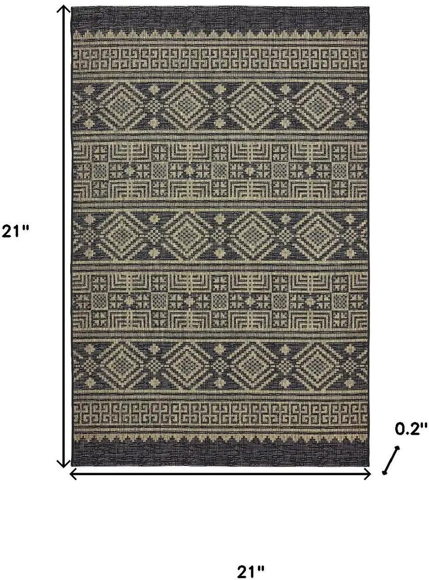 Black And Brown Tribal Square Rug Photo 3