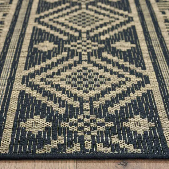 Black And Brown Tribal Square Rug Photo 7