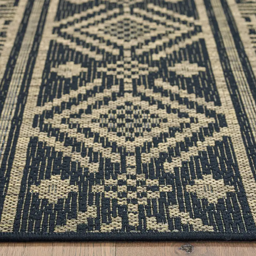 Black And Brown Tribal Square Rug Photo 7