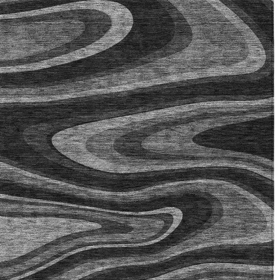 Black And Charcoal Abstract Washable Indoor Outdoor Area Rug Photo 3