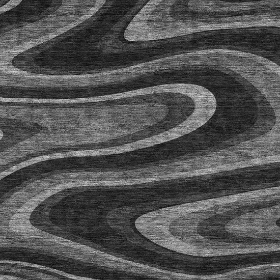 Black And Charcoal Abstract Washable Indoor Outdoor Area Rug Photo 3
