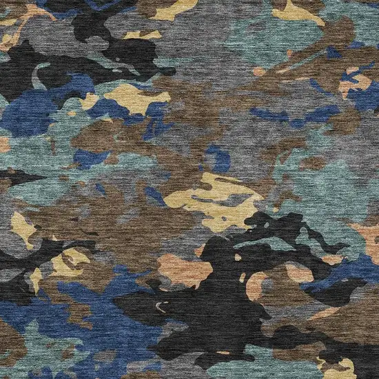 Black And Charcoal Abstract Washable Indoor Outdoor Area Rug Photo 3
