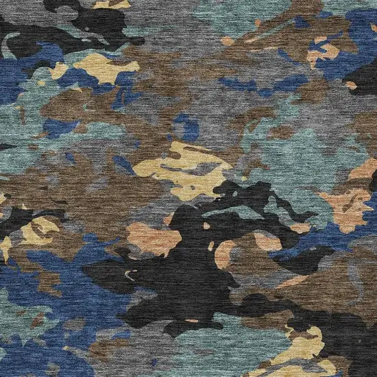 Black And Charcoal Abstract Washable Indoor Outdoor Area Rug Photo 3