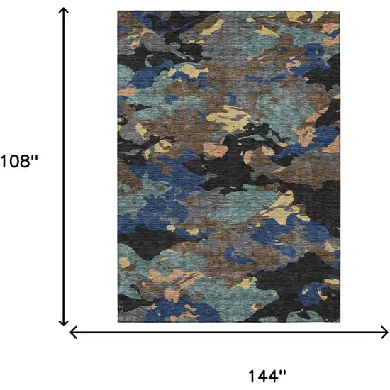 Black And Charcoal Abstract Washable Indoor Outdoor Area Rug Photo 7