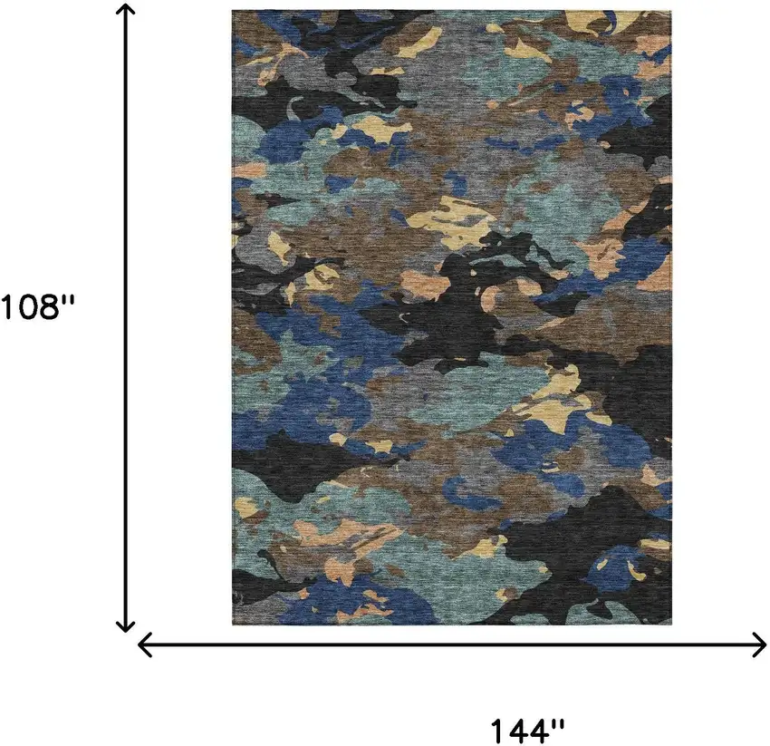 Black And Charcoal Abstract Washable Indoor Outdoor Area Rug Photo 7