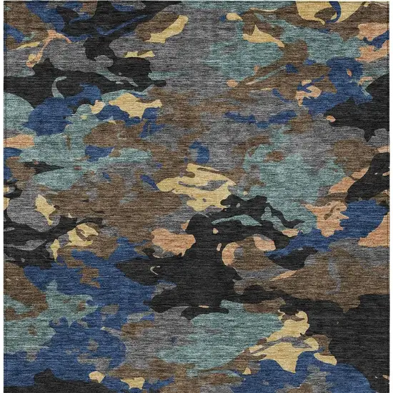 Black And Charcoal Abstract Washable Indoor Outdoor Area Rug Photo 4