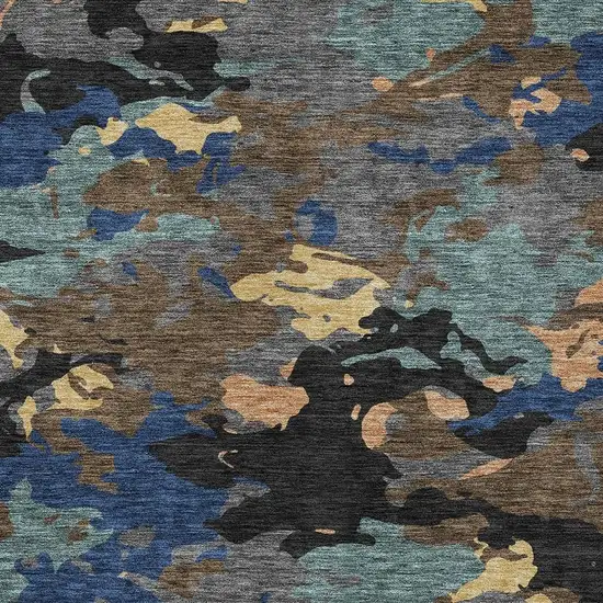 Black And Charcoal Abstract Washable Indoor Outdoor Area Rug Photo 3