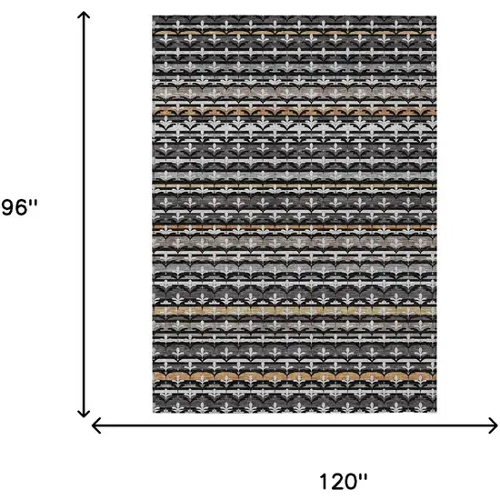 Black And Charcoal Damask Washable Indoor Outdoor Area Rug Photo 9