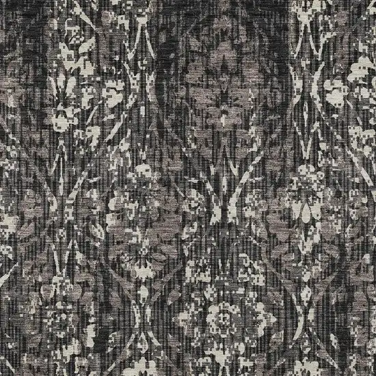 Black And Charcoal Damask Washable Indoor Outdoor Area Rug Photo 3