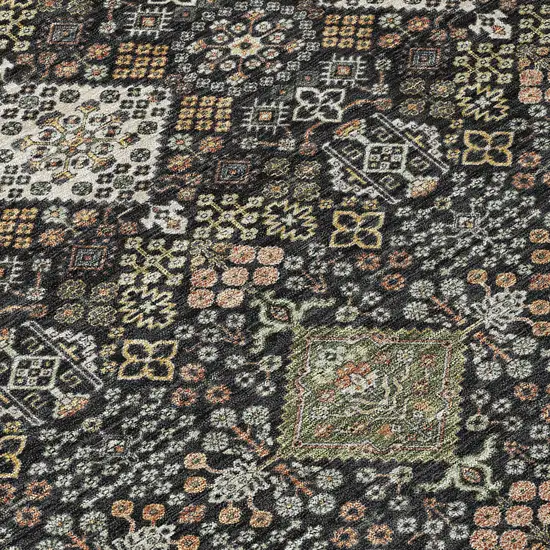 Black And Charcoal Geometric Washable Indoor Outdoor Area Rug Photo 8