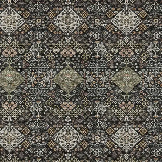 Black And Charcoal Geometric Washable Indoor Outdoor Area Rug Photo 2