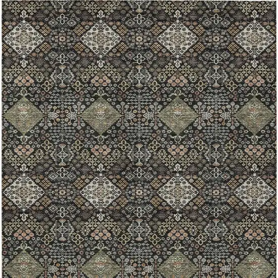 Black And Charcoal Geometric Washable Indoor Outdoor Area Rug Photo 3