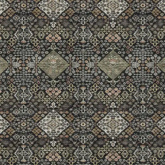 Black And Charcoal Geometric Washable Indoor Outdoor Area Rug Photo 2