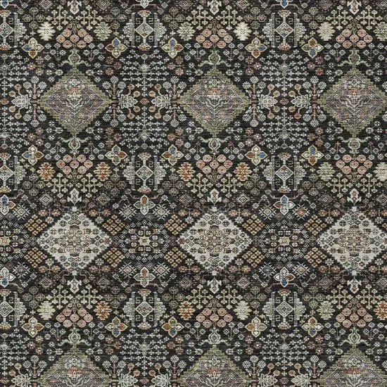 Black And Charcoal Geometric Washable Indoor Outdoor Area Rug Photo 2