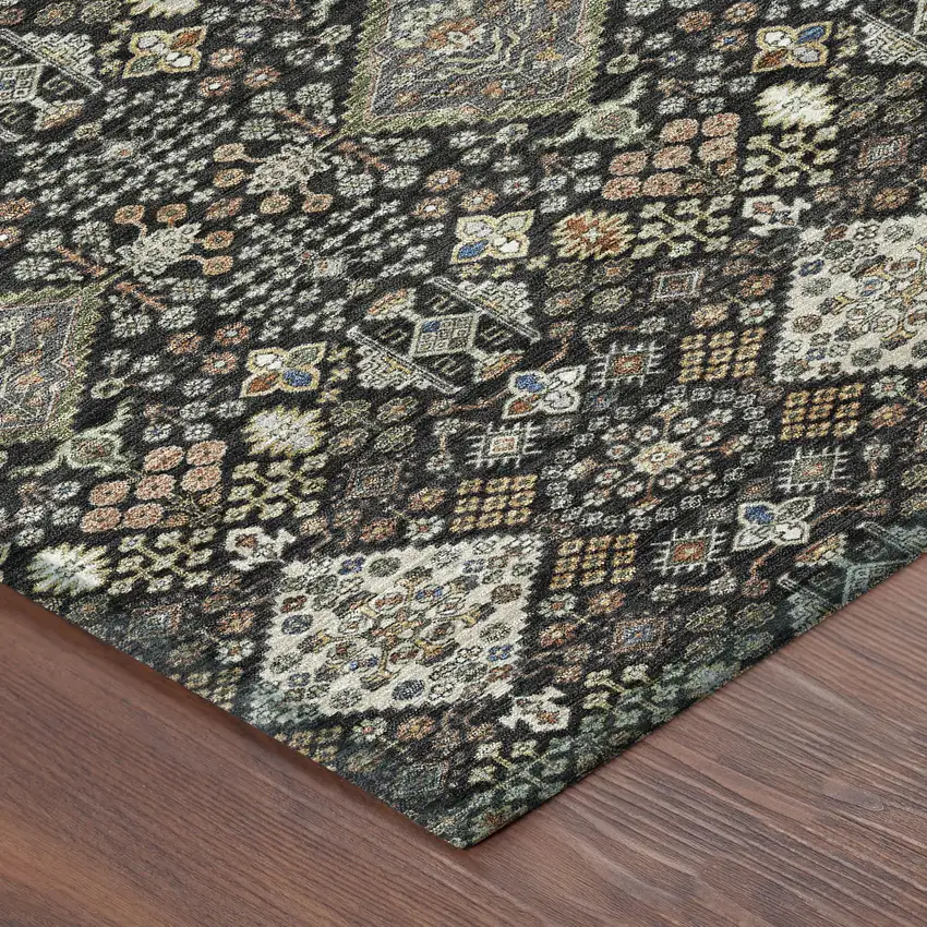 Black And Charcoal Geometric Washable Indoor Outdoor Area Rug Photo 8