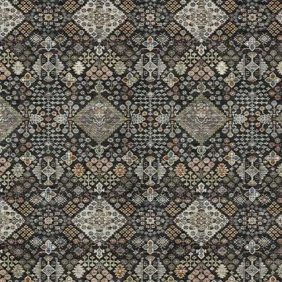 Black And Charcoal Geometric Washable Indoor Outdoor Area Rug Photo 2
