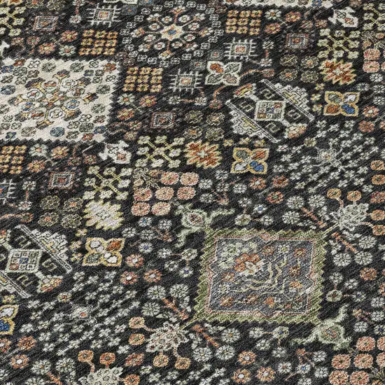 Black And Charcoal Geometric Washable Indoor Outdoor Area Rug Photo 9