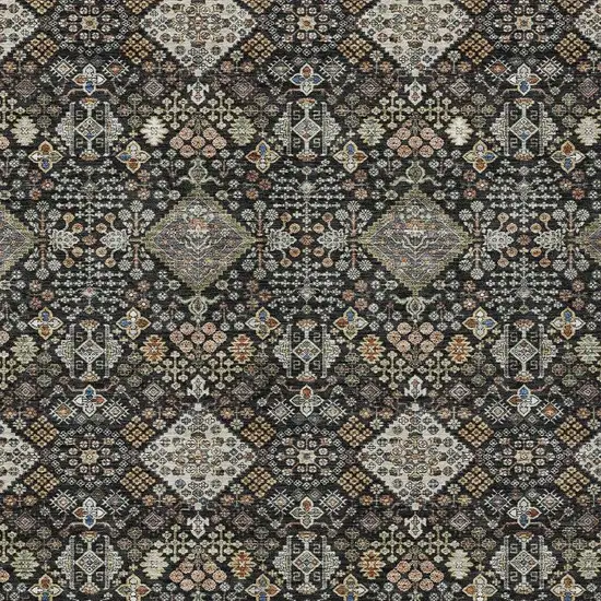 Black And Charcoal Geometric Washable Indoor Outdoor Area Rug Photo 2