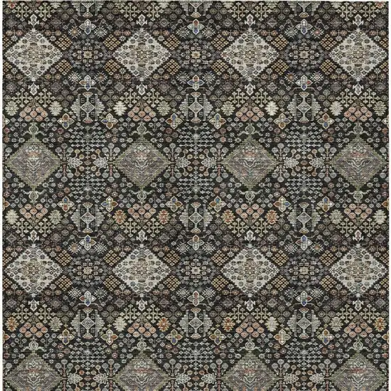 Black And Charcoal Geometric Washable Indoor Outdoor Area Rug Photo 3