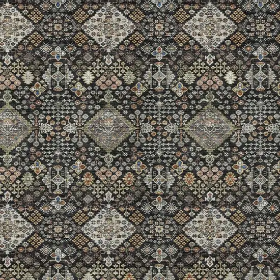 Black And Charcoal Geometric Washable Indoor Outdoor Area Rug Photo 2