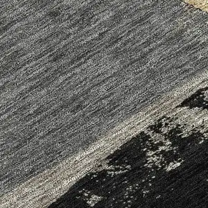 Photo of Black And Charcoal Geometric Washable Indoor Outdoor Area Rug