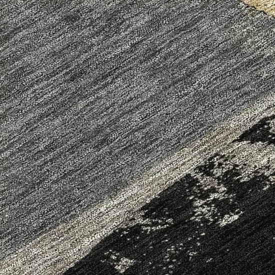 Black And Charcoal Geometric Washable Indoor Outdoor Area Rug Photo 1