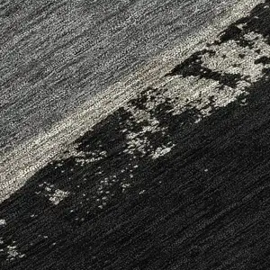 Photo of Black And Charcoal Geometric Washable Indoor Outdoor Area Rug