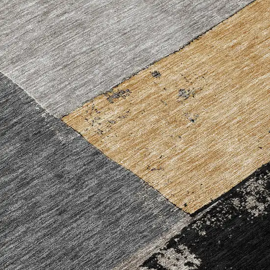 Black And Charcoal Geometric Washable Indoor Outdoor Area Rug Photo 9