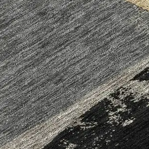 Photo of Black And Charcoal Geometric Washable Indoor Outdoor Area Rug