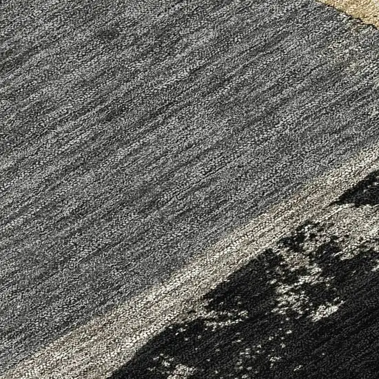 Black And Charcoal Geometric Washable Indoor Outdoor Area Rug Photo 1