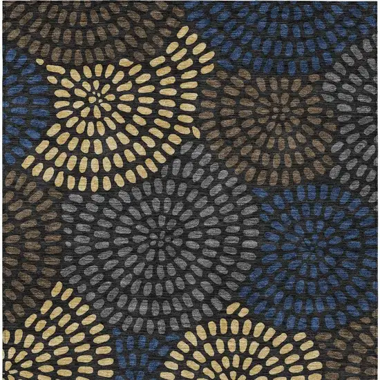 Black And Charcoal Geometric Washable Indoor Outdoor Area Rug Photo 4