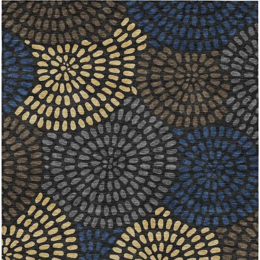 Black And Charcoal Geometric Washable Indoor Outdoor Area Rug Photo 4