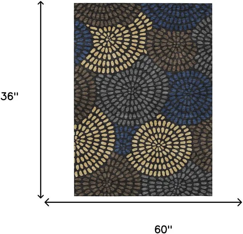 Black And Charcoal Geometric Washable Indoor Outdoor Area Rug Photo 7