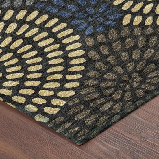 Black And Charcoal Geometric Washable Indoor Outdoor Area Rug Photo 5