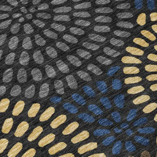 Black And Charcoal Geometric Washable Indoor Outdoor Area Rug Photo 6