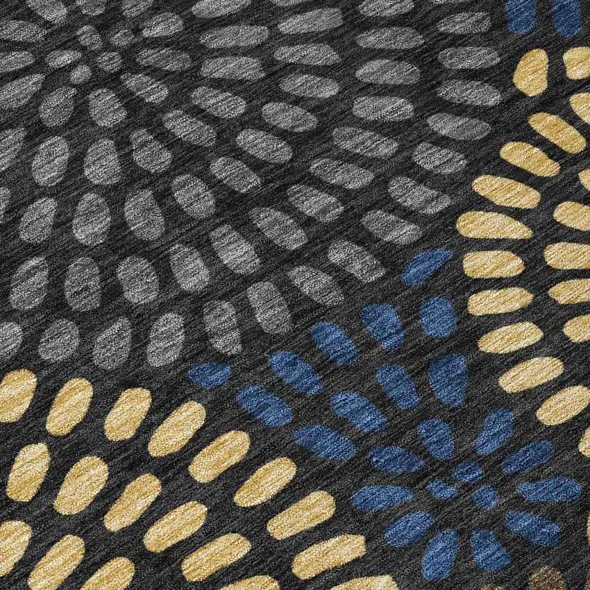 Black And Charcoal Geometric Washable Indoor Outdoor Area Rug Photo 6