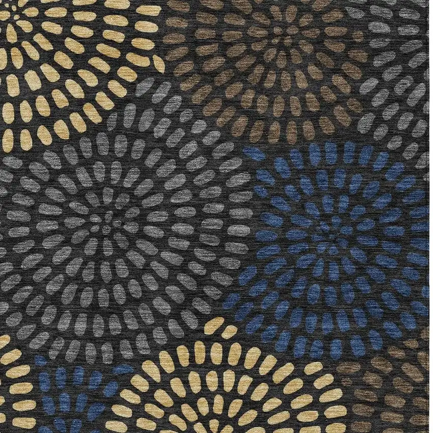 Black And Charcoal Geometric Washable Indoor Outdoor Area Rug Photo 3