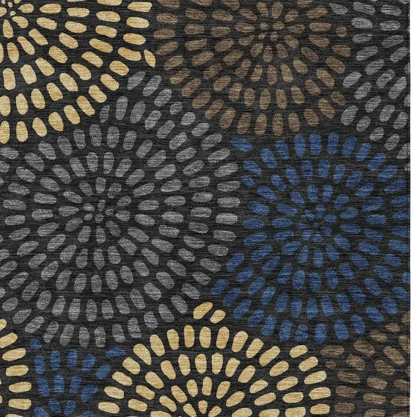 Black And Charcoal Geometric Washable Indoor Outdoor Area Rug Photo 3