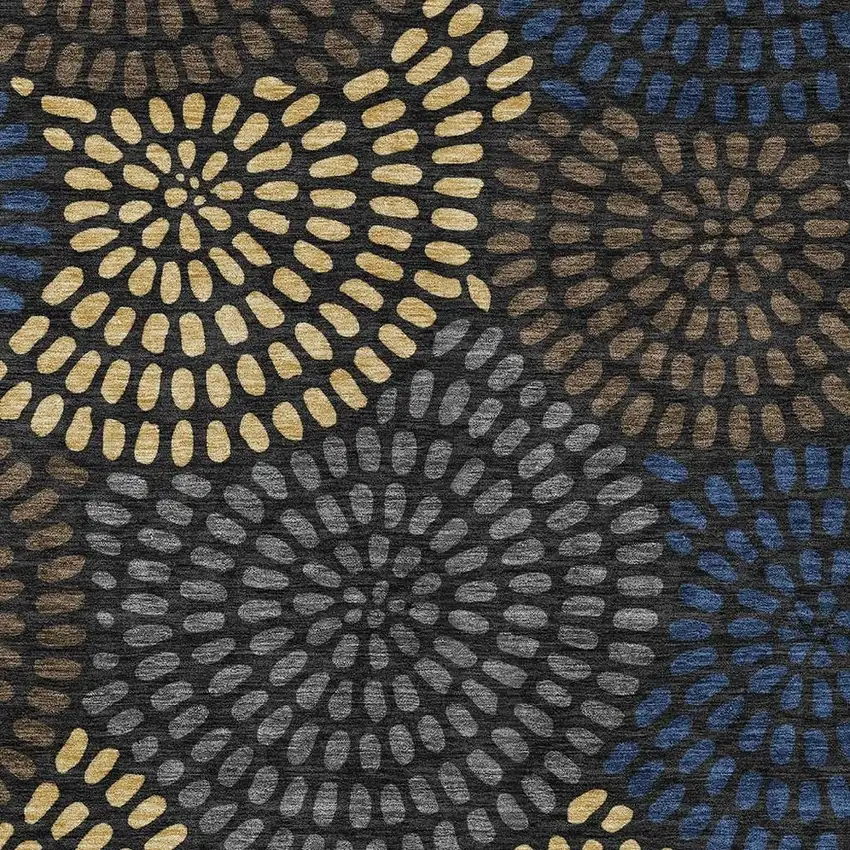 Black And Charcoal Geometric Washable Indoor Outdoor Area Rug Photo 3