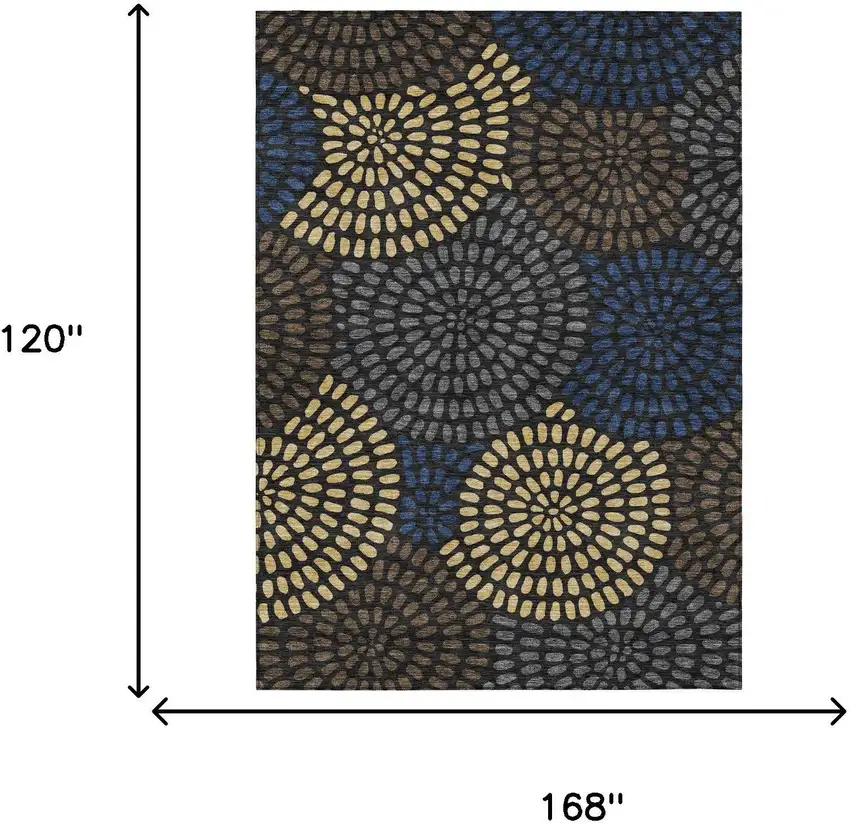 Black And Charcoal Geometric Washable Indoor Outdoor Area Rug Photo 7