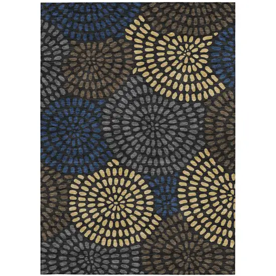 Black And Charcoal Geometric Washable Indoor Outdoor Area Rug Photo 4