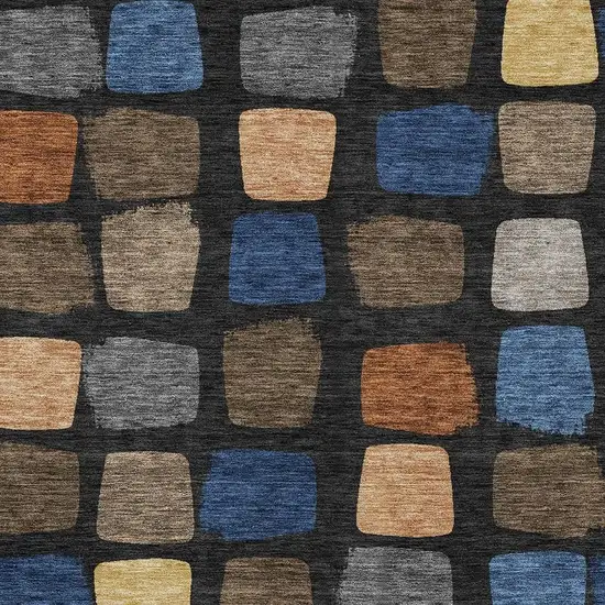 Black And Charcoal Geometric Washable Indoor Outdoor Area Rug Photo 3