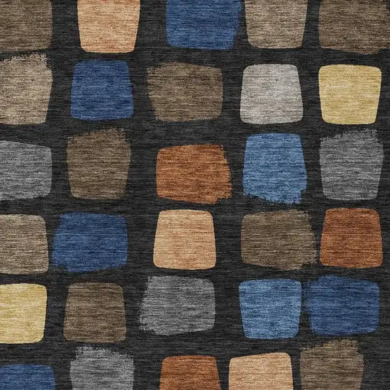 Black And Charcoal Geometric Washable Indoor Outdoor Area Rug Photo 3