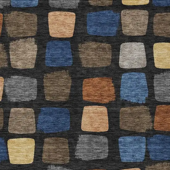 Black And Charcoal Geometric Washable Indoor Outdoor Area Rug Photo 3