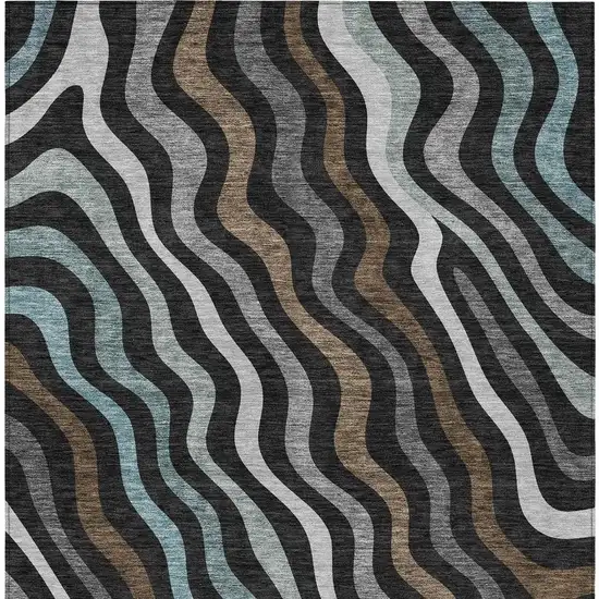Black And Chocolate Abstract Washable Indoor Outdoor Area Rug Photo 4